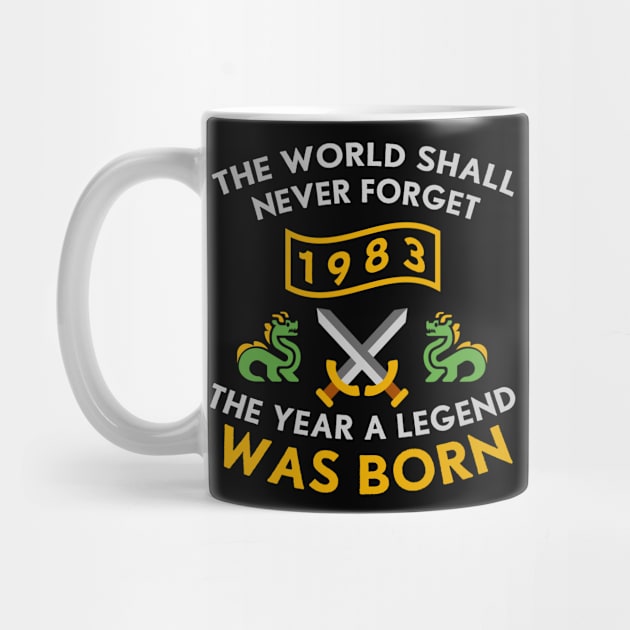 1983 The Year A Legend Was Born Dragons and Swords Design (Light) by Graograman